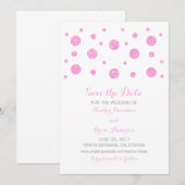 Save The Date Parties scintillant rose Confetti Enregistrer la d (Devant / Derrière)
