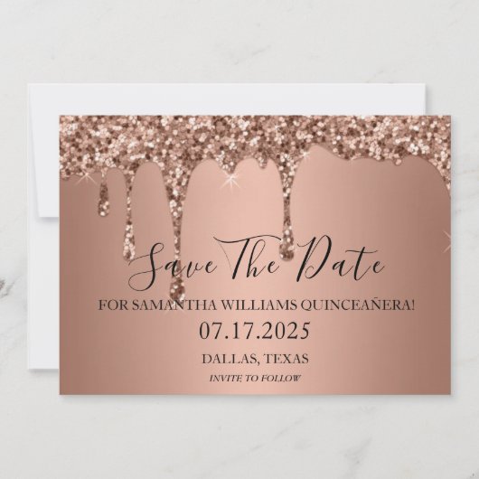 Save The Date Parties scintillant rose Gold Sparkle perche Quint (Devant)
