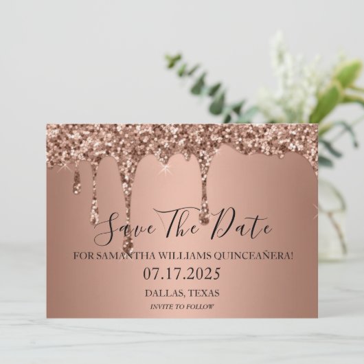 Save The Date Parties scintillant rose Gold Sparkle perche Quint (Debout devant)