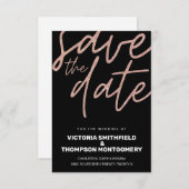 Save The Date Parties scintillant rose Noir tendance Mariage élé (Devant / Derrière)