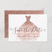 Save The Date Parties scintillant rose or Robe fille Sweet 16 An (Devant / Derrière)