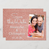 Save The Date Parties scintillant rose Rose Gold Mariage Enregis (Devant / Derrière)