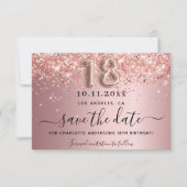 Save The Date parties scintillant rose vif à 18e anniversaire ét (Devant)