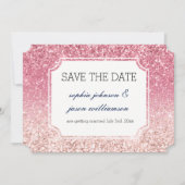 Save The Date Parties scintillant rose vif enregistrer la date (Devant)