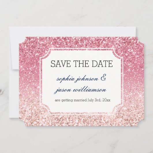 Save The Date Parties scintillant rose vif enregistrer la date (Devant)