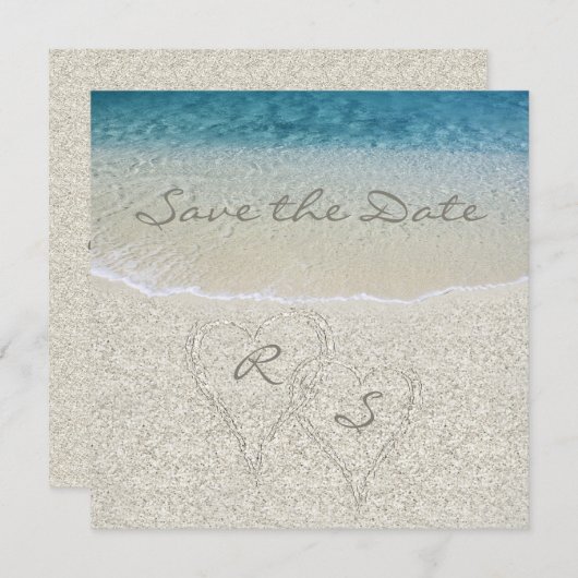 Save The Date Parties scintillant Sandy Beach Mariage Enregistre (Devant / Derrière)