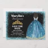 Save The Date Parties scintillant turquoise enchanteresse Prince (Devant)