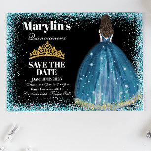 Save The Date Parties scintillant turquoise enchanteresse Prince