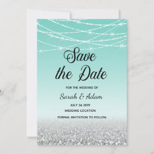 Save The Date Parties scintillant turquoise et Argent Enregistre