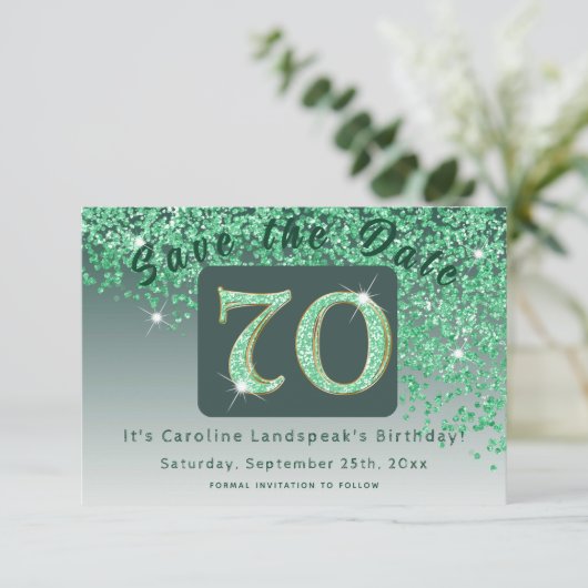 Save The Date Parties scintillant verte brillante pour 70e anniv (Debout devant)