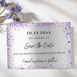 Save The Date parties scintillant violet mariage