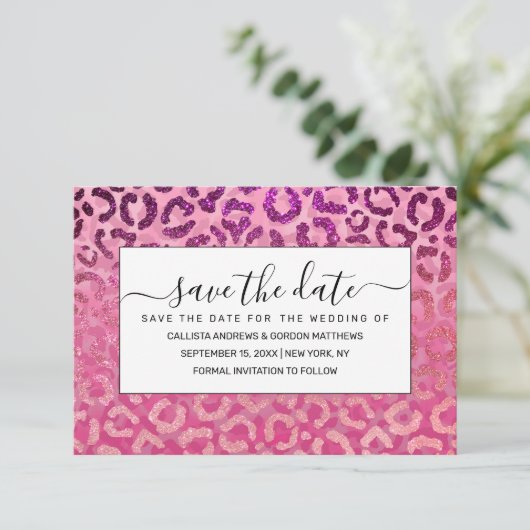 Save The Date Parties scintillant violet rose léopard Poster de (Debout devant)