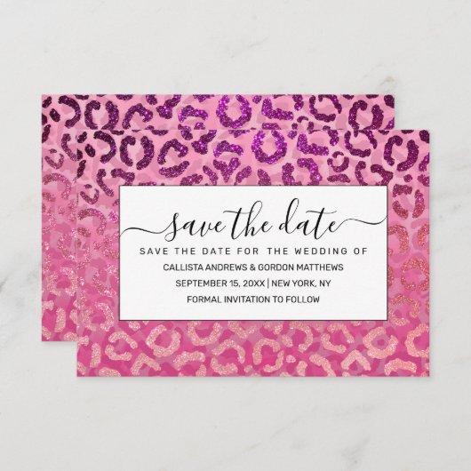 Save The Date Parties scintillant violet rose léopard Poster de  (Devant / Derrière)
