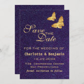 Save The Date Parties scintillant violette profonde moderne et p (Devant / Derrière)