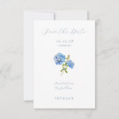 Save The Date Pas De Photo Script Bleu Hydrangea Enregistrer La (Devant)