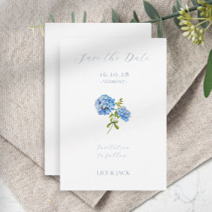 Save The Date Pas De Photo Script Bleu Hydrangea Enregistrer La
