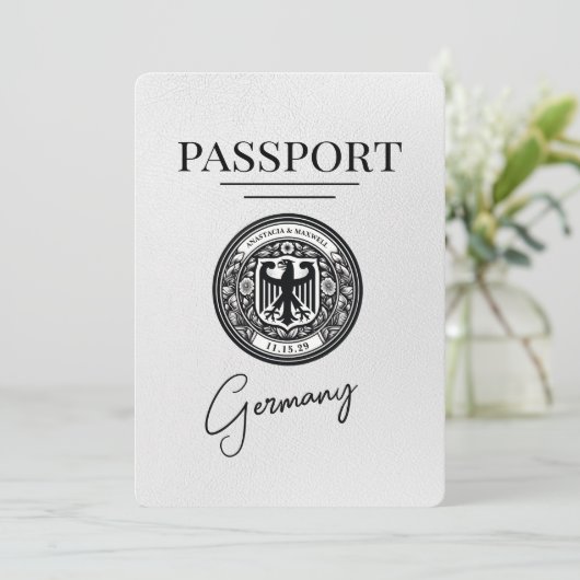 Save The Date Passeport Allemagne Blanche Enregistrer La Date (Debout devant)