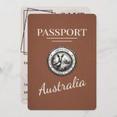 Save The Date Passeport Australie Brown Enregistrer La Date (Devant / Derrière)