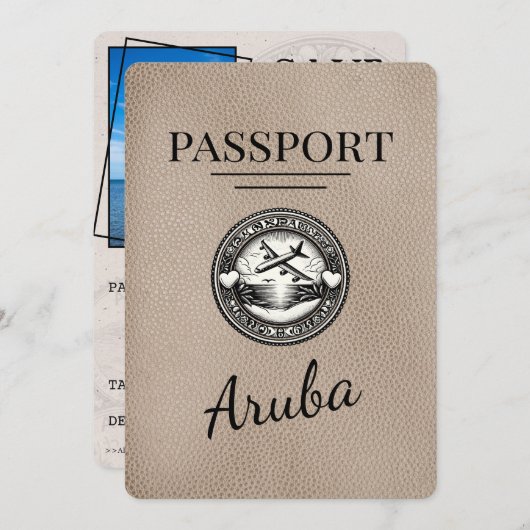 Save The Date Passeport Beige Aruba Enregistrer La Date (Devant / Derrière)