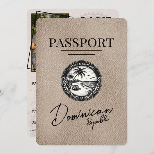 Save The Date Passeport Beige République Dominicaine Enregistrer (Devant / Derrière)