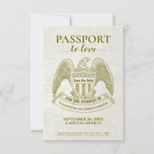 Save The Date Passeport blanc pour aimer Amusant Destination Mar