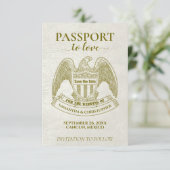 Save The Date Passeport blanc pour des vacances de mariage amusa (Debout devant)