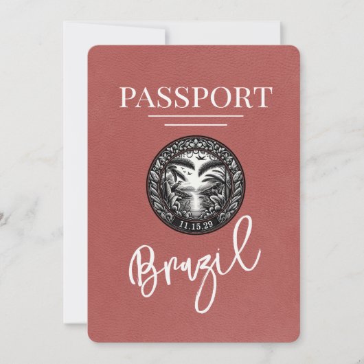 Save The Date Passeport Brésil Bourgogne Lumière Enregistrer La  (Devant)