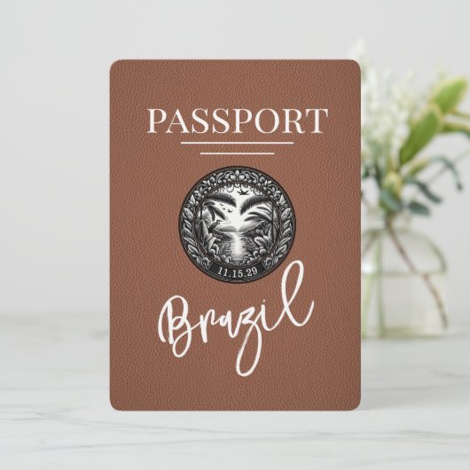 Save The Date Passeport Brésil Brown Enregistrer La Date (Debout devant)
