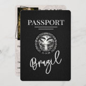 Save The Date Passeport Brésil Noir Enregistrer La Date (Devant / Derrière)