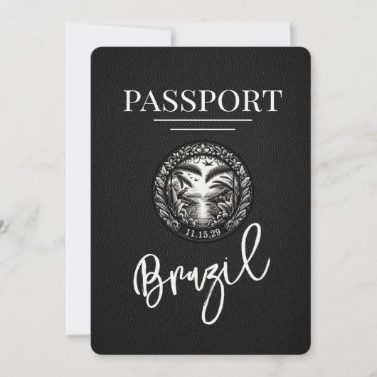 Save The Date Passeport Brésil Noir Enregistrer La Date (Devant)