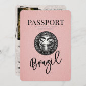 Save The Date Passeport Brésil Rose Enregistrer La Date (Devant / Derrière)