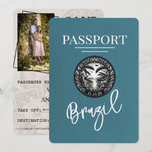 Save The Date Passeport Brésil turquoise Enregistrer La Date