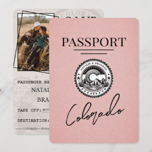 Save The Date Passeport Colorado Rose Enregistrer La Date