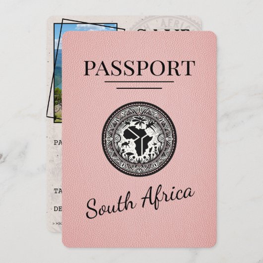 Save The Date Passeport d'Afrique du Sud rose (Devant / Derrière)