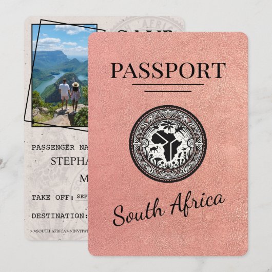 Save The Date Passeport d'Afrique du Sud rose Gold (Devant / Derrière)