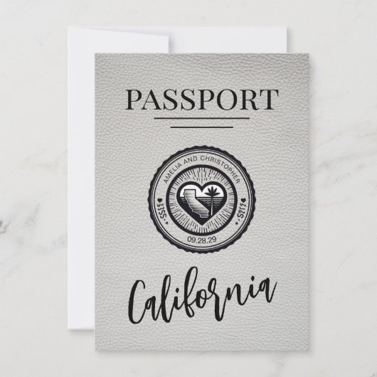 Save The Date Passeport De Californie Blanche Enregistrer La Dat (Devant)