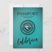 Save The Date Passeport De Californie turquoise Enregistrer La D (Devant)