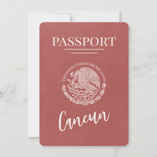 Save The Date Passeport De Cancun En Bourgogne Lumière Enregistr (Dos)