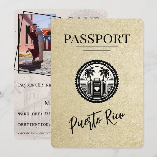 Save The Date Passeport de Champagne Porto Rico (Devant / Derrière)