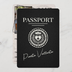 Save The Date Passeport de la Puerta Vallarta Noire