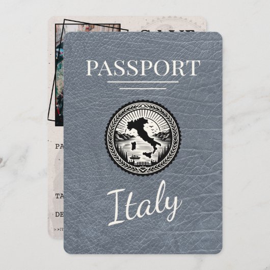 Save The Date Passeport de l'Italie d'argent (Devant / Derrière)