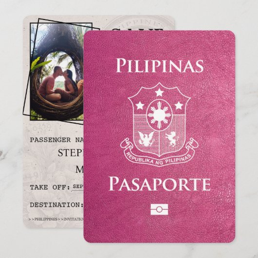 Save The Date Passeport De Magenta Pink Philippines Enregistrer (Devant / Derrière)