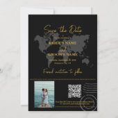 Save The Date Passeport de mariage de destination noir or (Dos)