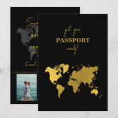 Save The Date Passeport de mariage de destination noir or (Devant / Derrière)