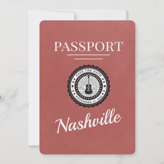 Save The Date Passeport De Nashville En Bourgogne Lumière Enregi (Devant)