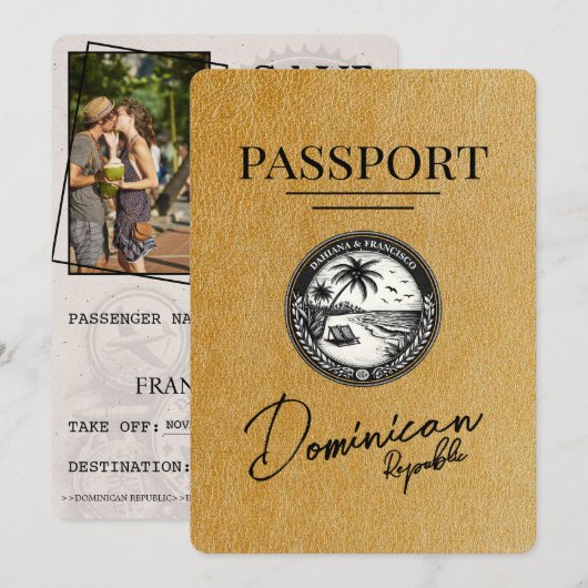 Save The Date Passeport de République Dominicaine Gold (Devant / Derrière)