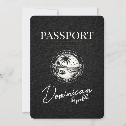 Save The Date Passeport de République Dominicaine Noire (Devant)