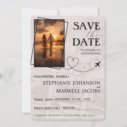 Save The Date Passeport des Maldives blanches Enregistrer la dat (Dos)
