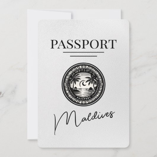 Save The Date Passeport des Maldives blanches Enregistrer la dat (Devant)