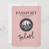Save The Date Passeport D'Irlande Rose Enregistrer La Date (Devant)